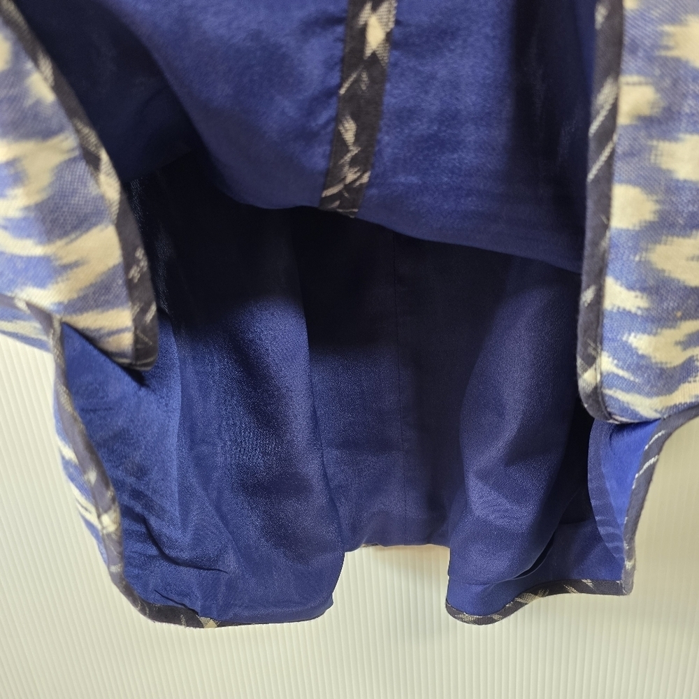 J. Crew Women's Sleeveless Shift Dress  Blue And White Ikat V-Neckline Size 10 - Picture 11 of 15